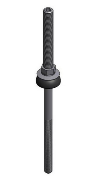 Rvs stokschroef M10x201mm (stalen gording, bereik 55-100mm)
