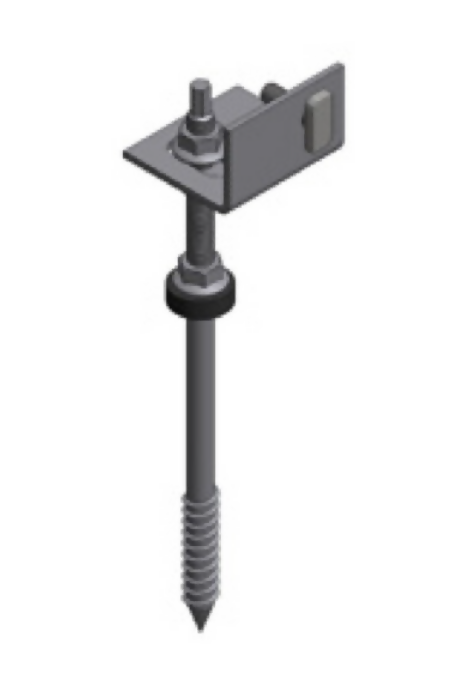 Rvs. Botline stokschroef M10x300 + L-adapt + hk