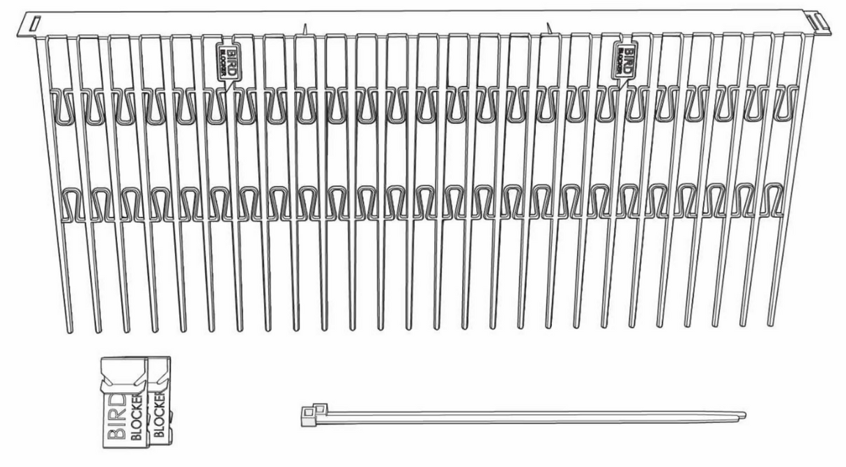 Birdblocker H=200mm (60 x 0.5mtr + 250 clips)