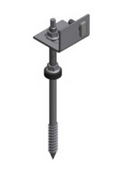 Rvs. Botline stokschroef M10x200 + L-adapt + hk